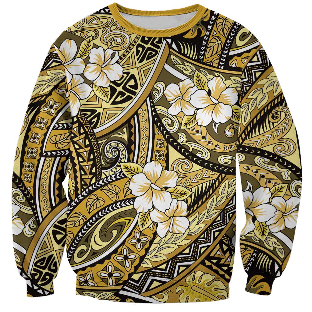 Polynesian Hibiscus Tropical Yellow Floral Sweatshirt Tribal Pattern LT01 Unisex Yellow - Polynesian Pride