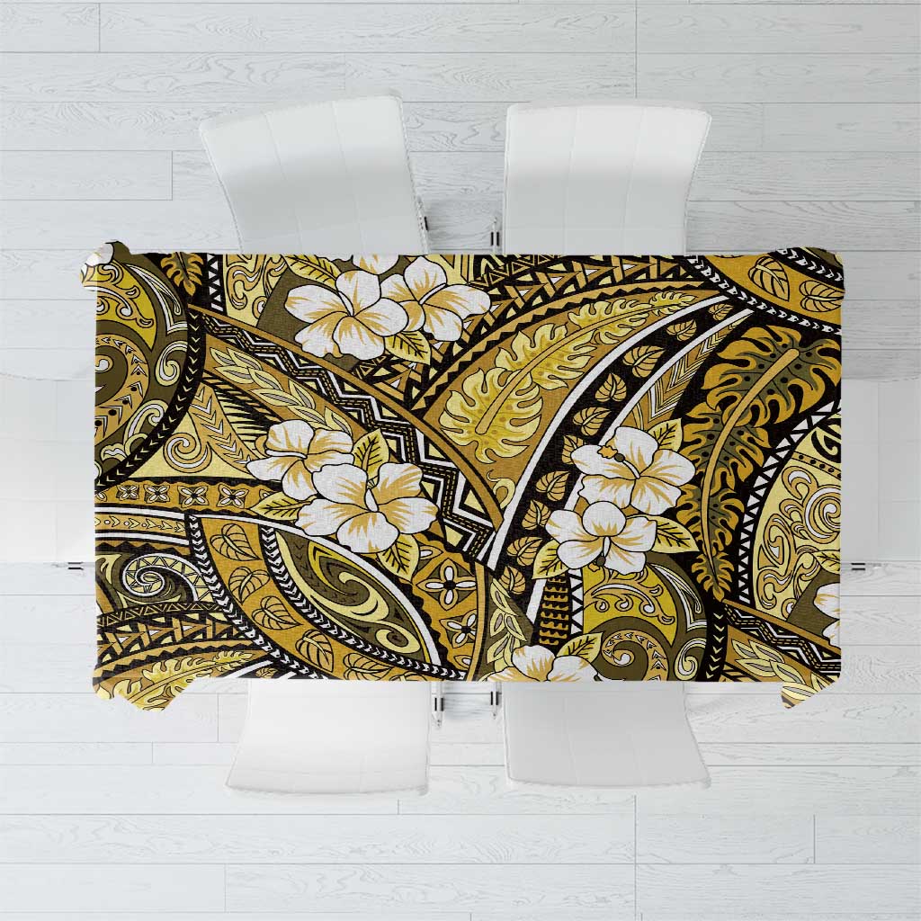 Polynesian Hibiscus Tropical Yellow Floral Tablecloth Tribal Pattern LT01 Yellow - Polynesian Pride
