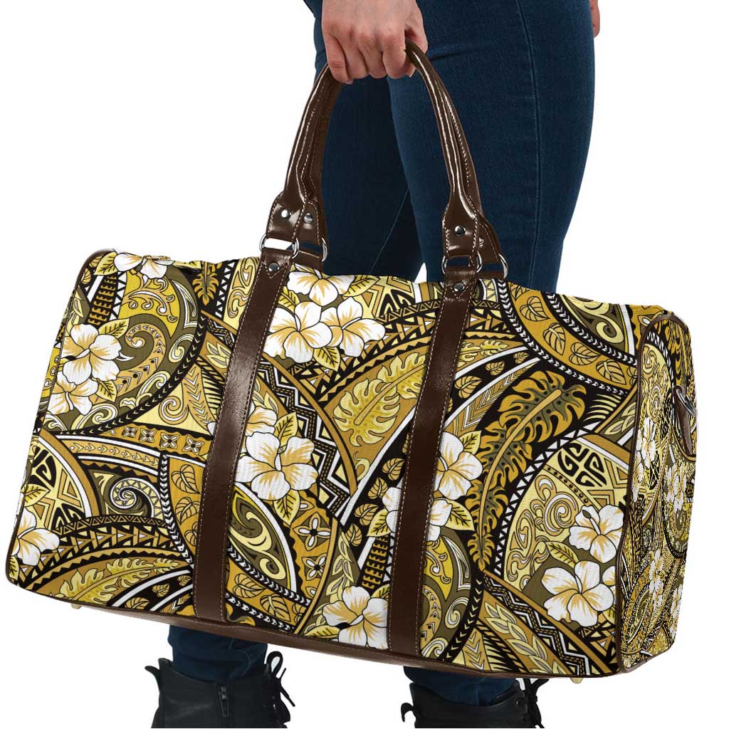 Polynesian Hibiscus Tropical Yellow Floral Travel Bag Tribal Pattern - Polynesian Pride