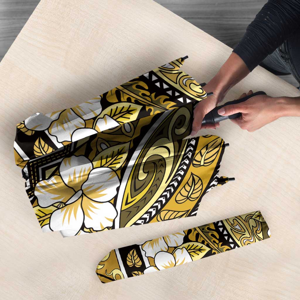 Polynesian Hibiscus Tropical Yellow Floral Umbrella Tribal Pattern - Polynesian Pride