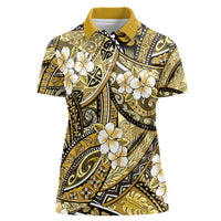 Polynesian Hibiscus Tropical Yellow Floral Women Polo Shirt Tribal Pattern LT01 Female Yellow - Polynesian Pride