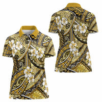 Polynesian Hibiscus Tropical Yellow Floral Women Polo Shirt Tribal Pattern LT01 - Polynesian Pride