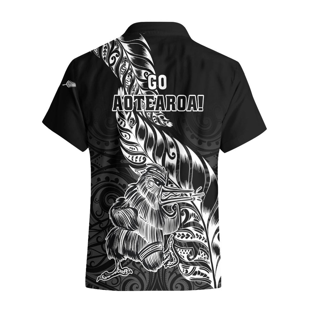 New Zealand Silver Fern Rugby Hawaiian Shirt Aotearoa Kiwi Maori Black Version LT01 - Polynesian Pride