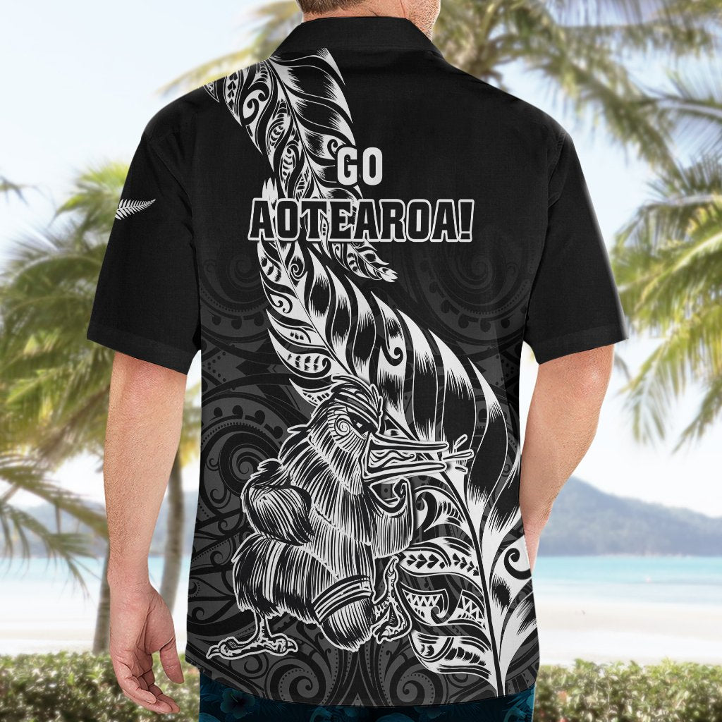 New Zealand Silver Fern Rugby Hawaiian Shirt Aotearoa Kiwi Maori Black Version LT01 - Polynesian Pride