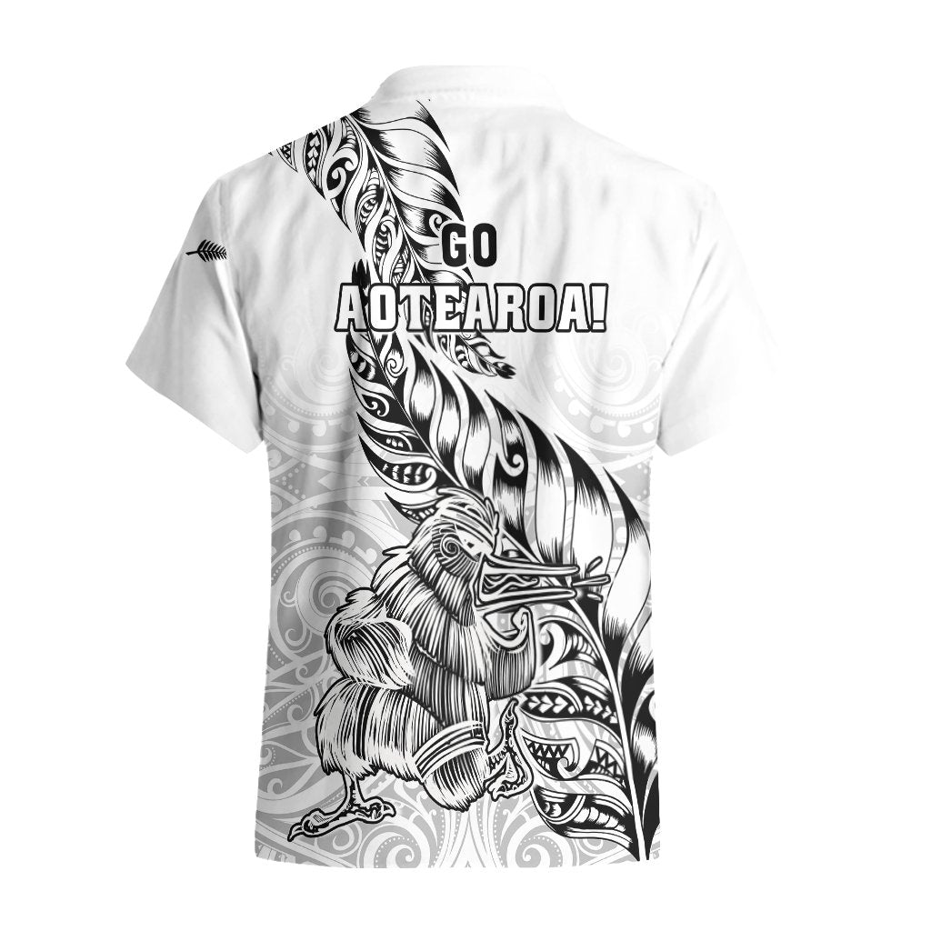 New Zealand Silver Fern Rugby Hawaiian Shirt Aotearoa Kiwi Maori White Version LT01 - Polynesian Pride