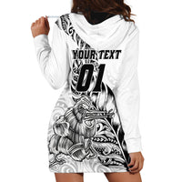Custom New Zealand Silver Fern Rugby Hoodie Dress Aotearoa Kiwi Maori White Version LT01 - Polynesian Pride