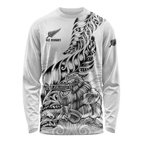 Custom New Zealand Silver Fern Rugby Long Sleeve Shirt Aotearoa Kiwi Maori White Version LT01 Unisex White - Polynesian Pride