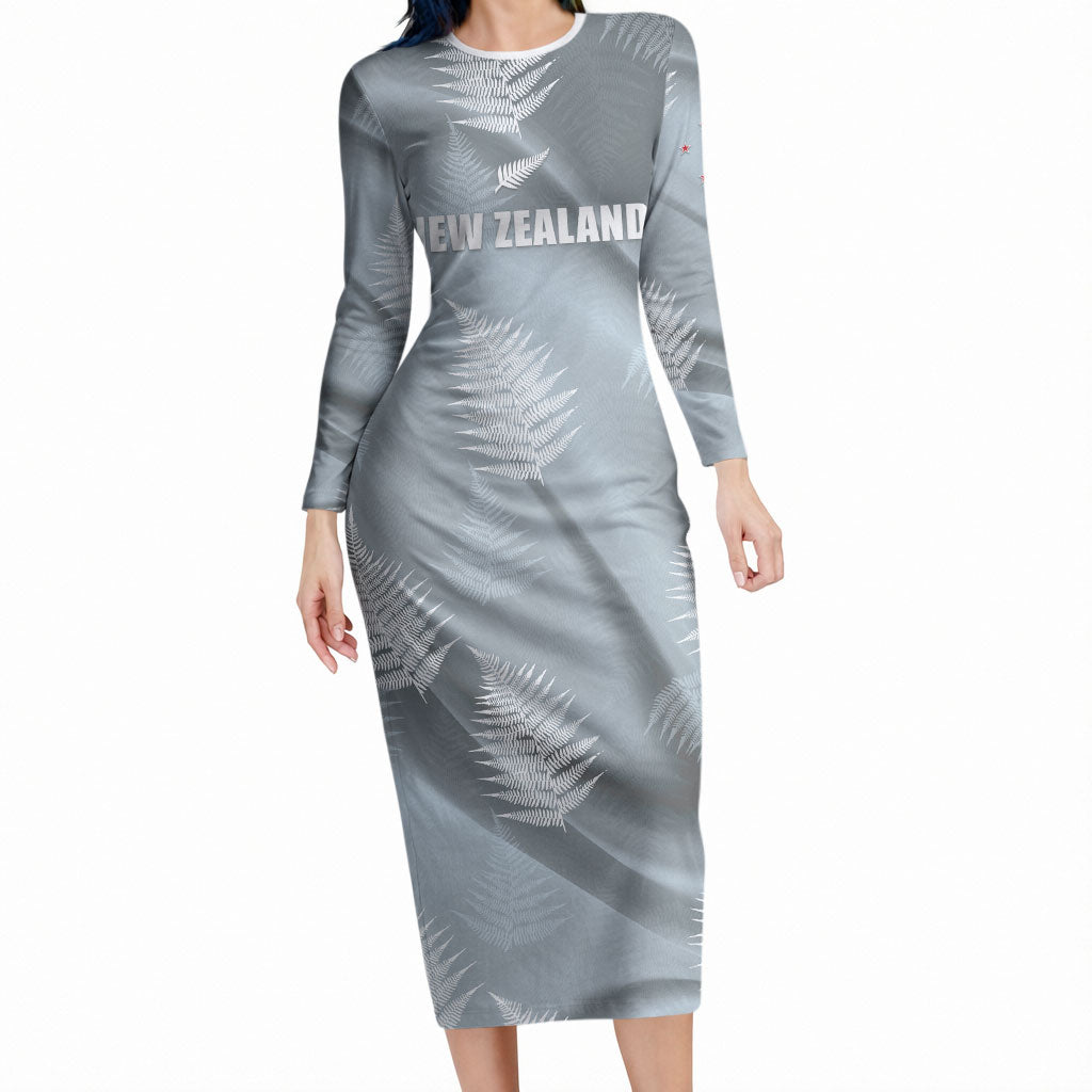 Custom Rugby New Zealand 2026 Long Sleeve Bodycon Dress The Fern Go Champions