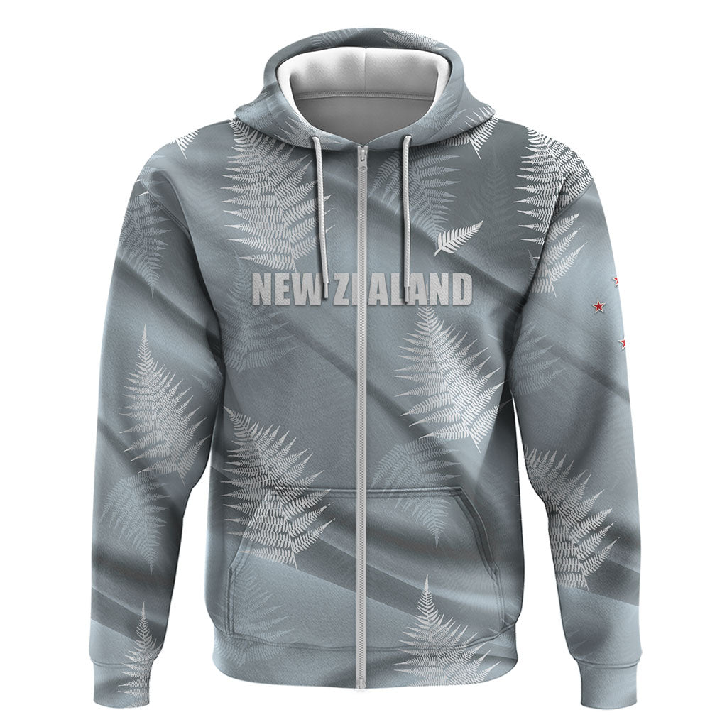 Custom Rugby New Zealand 2026 Zip Hoodie The Fern Go Champions LT01 Zip Hoodie Grey - Polynesian Pride