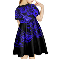 Hawaii Ukulele Kid Short Sleeve Dress Polynesian Pattern Navy Blue Version LT01 - Polynesian Pride