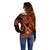 Hawaii Ukulele Off Shoulder Sweater Polynesian Pattern Orange Version LT01 - Polynesian Pride