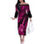 Hawaii Ukulele Off The Shoulder Long Sleeve Dress Polynesian Pattern Pink Version LT01 Women Pink - Polynesian Pride