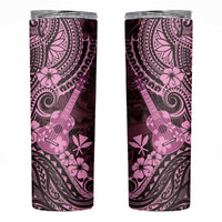 Hawaii Ukulele Skinny Tumbler Polynesian Pattern Pink Version