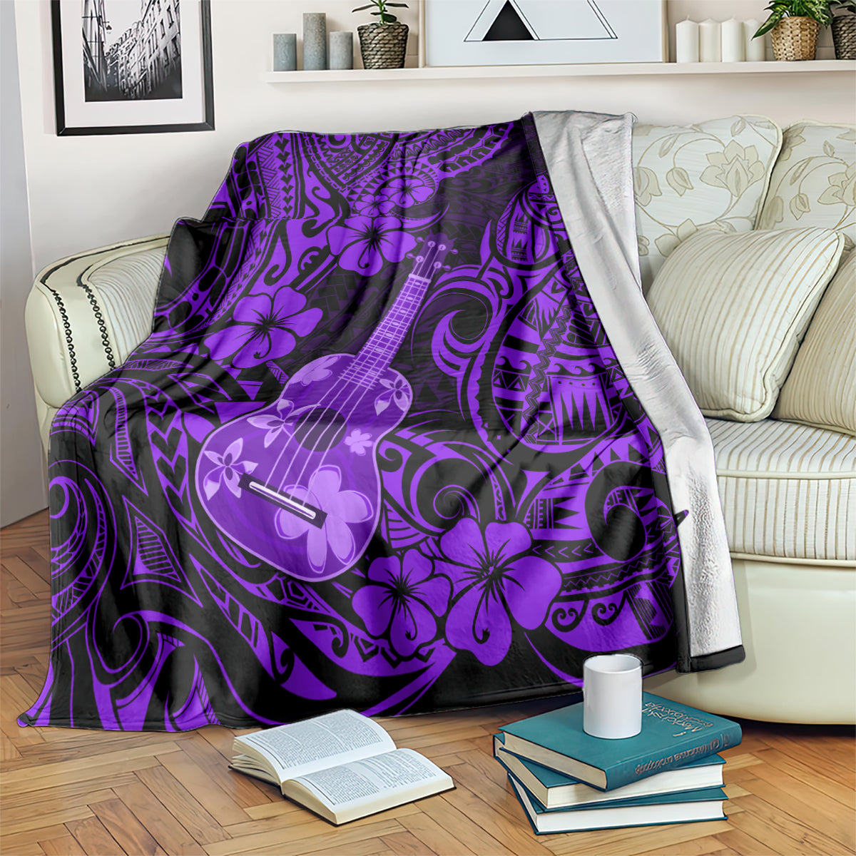 Hawaii Ukulele Blanket Polynesian Pattern Purple Version LT01 - Polynesian Pride