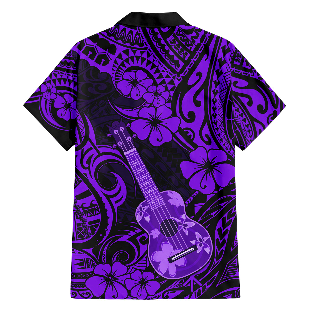 Hawaii Ukulele Family Matching Off Shoulder Maxi Dress and Hawaiian Shirt Polynesian Pattern Purple Version LT01 - Polynesian Pride