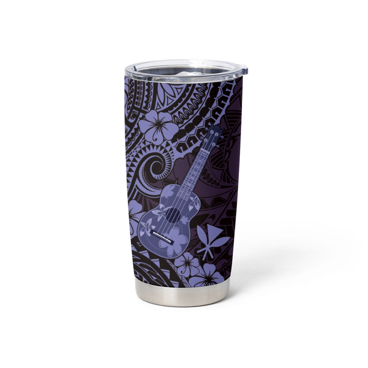 Hawaii Ukulele Tumbler Cup Polynesian Pattern Purple Version