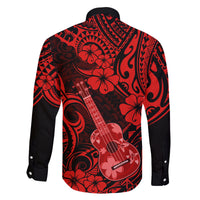 Hawaii Ukulele Family Matching Summer Maxi Dress and Hawaiian Shirt Polynesian Pattern Red Version LT01 - Polynesian Pride