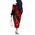 Hawaii Ukulele Off The Shoulder Long Sleeve Dress Polynesian Pattern Red Version LT01 - Polynesian Pride