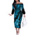 Hawaii Ukulele Off The Shoulder Long Sleeve Dress Polynesian Pattern Sky Blue Version LT01 Women Blue - Polynesian Pride