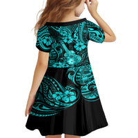 Hawaii Ukulele Family Matching Summer Maxi Dress and Hawaiian Shirt Polynesian Pattern Turquoise Version LT01 - Polynesian Pride