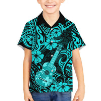 Hawaii Ukulele Hawaiian Shirt Polynesian Pattern Turquoise Version LT01 - Polynesian Pride