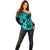 Hawaii Ukulele Off Shoulder Sweater Polynesian Pattern Turquoise Version LT01 - Polynesian Pride