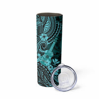 Hawaii Ukulele Skinny Tumbler Polynesian Pattern Turquoise Version