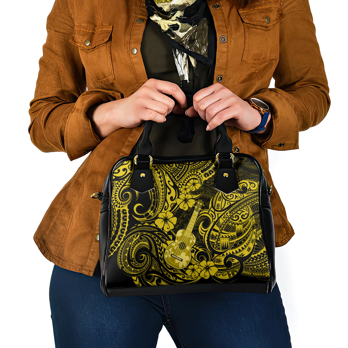 Hawaii Ukulele Shoulder Handbag Polynesian Pattern Yellow Version LT01 - Polynesian Pride