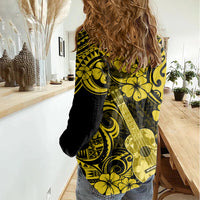 Hawaii Ukulele Women Casual Shirt Polynesian Pattern Yellow Version LT01 - Polynesian Pride