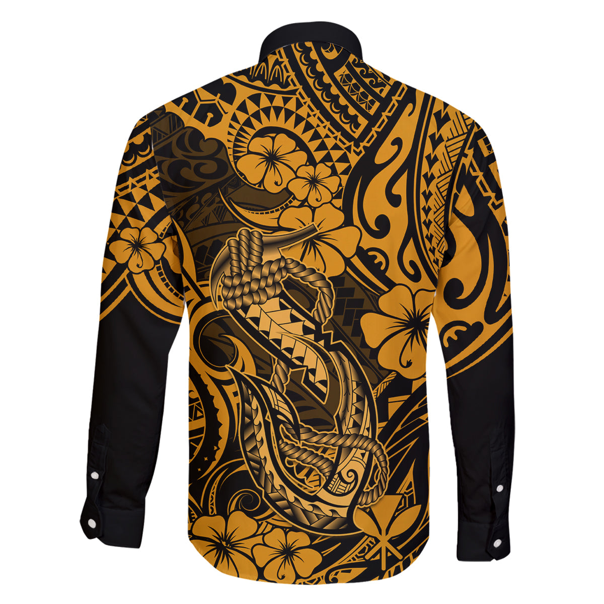 Hawaii Fish Hook Family Matching Puletasi Dress and Hawaiian Shirt Polynesian Pattern Gold Version LT01 - Polynesian Pride
