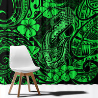 Hawaii Fish Hook Window Curtain Polynesian Pattern Green Version LT01 - Polynesian Pride