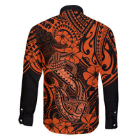 Hawaii Fish Hook Family Matching Mermaid Dress and Hawaiian Shirt Polynesian Pattern Orange Version LT01 - Polynesian Pride