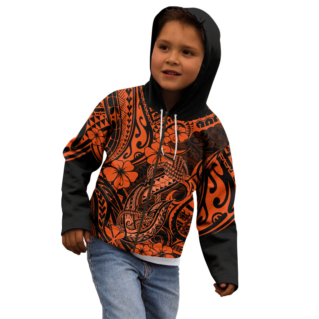 Hawaii Fish Hook Kid Hoodie Polynesian Pattern Orange Version LT01 - Polynesian Pride