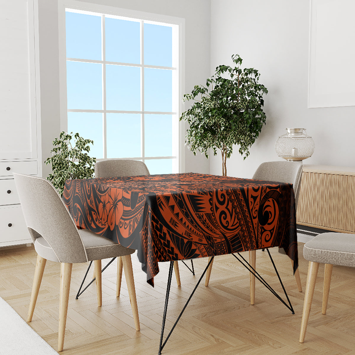 Hawaii Fish Hook Tablecloth Polynesian Pattern Orange Version LT01