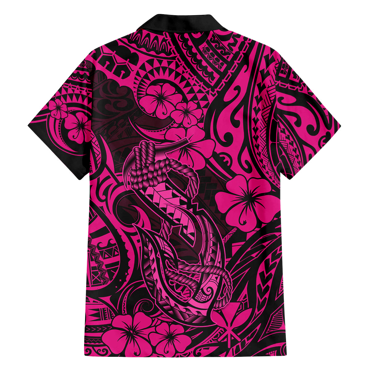 Hawaii Fish Hook Family Matching Summer Maxi Dress and Hawaiian Shirt Hibiscus Hawaii Tribal Tattoo Pink Version LT01 - Polynesian Pride