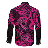 Hawaii Fish Hook Family Matching Summer Maxi Dress and Hawaiian Shirt Hibiscus Hawaii Tribal Tattoo Pink Version LT01 - Polynesian Pride