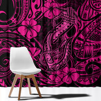 Hawaii Fish Hook Window Curtain Hibiscus Hawaii Tribal Tattoo Pink Version LT01 - Polynesian Pride