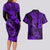 Hawaii Fish Hook Couples Matching Long Sleeve Bodycon Dress and Hawaiian Shirt Hibiscus Hawaii Tribal Tattoo Purple Version LT01 - Polynesian Pride