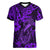 Hawaii Fish Hook Women V Neck T Shirt Hibiscus Hawaii Tribal Tattoo Purple Version LT01 Female Purple - Polynesian Pride