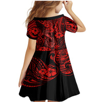 Hawaii Fish Hook Family Matching Mermaid Dress and Hawaiian Shirt Hibiscus Hawaii Tribal Tattoo Red Version LT01 - Polynesian Pride