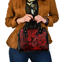 Hawaii Fish Hook Shoulder Handbag Hibiscus Hawaii Tribal Tattoo Red Version LT01 - Polynesian Pride