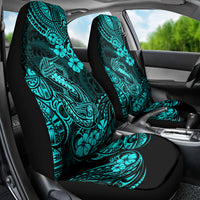 Hawaii Fish Hook Car Seat Cover Hibiscus Hawaii Tribal Tattoo Turquoise Version LT01 - Polynesian Pride