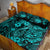 Hawaii Fish Hook Quilt Bed Set Hibiscus Hawaii Tribal Tattoo Turquoise Version LT01 - Polynesian Pride