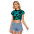 Hawaii Fish Hook Raglan Cropped T Shirt Hibiscus Hawaii Tribal Tattoo Turquoise Version LT01 Female Turquoise - Polynesian Pride
