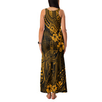 Hawaii King Kamehameha Family Matching Tank Maxi Dress and Hawaiian Shirt Polynesian Pattern Gold Version LT01 - Polynesian Pride