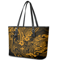 Hawaii King Kamehameha Leather Tote Bag Polynesian Pattern Gold Version LT01 - Polynesian Pride