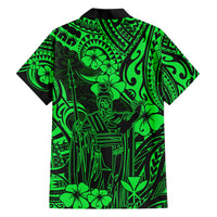Hawaii King Kamehameha Family Matching Short Sleeve Bodycon Dress and Hawaiian Shirt Polynesian Pattern Green Version LT01 - Polynesian Pride