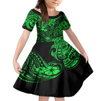 Hawaii King Kamehameha Kid Short Sleeve Dress Polynesian Pattern Green Version LT01 KID Green - Polynesian Pride