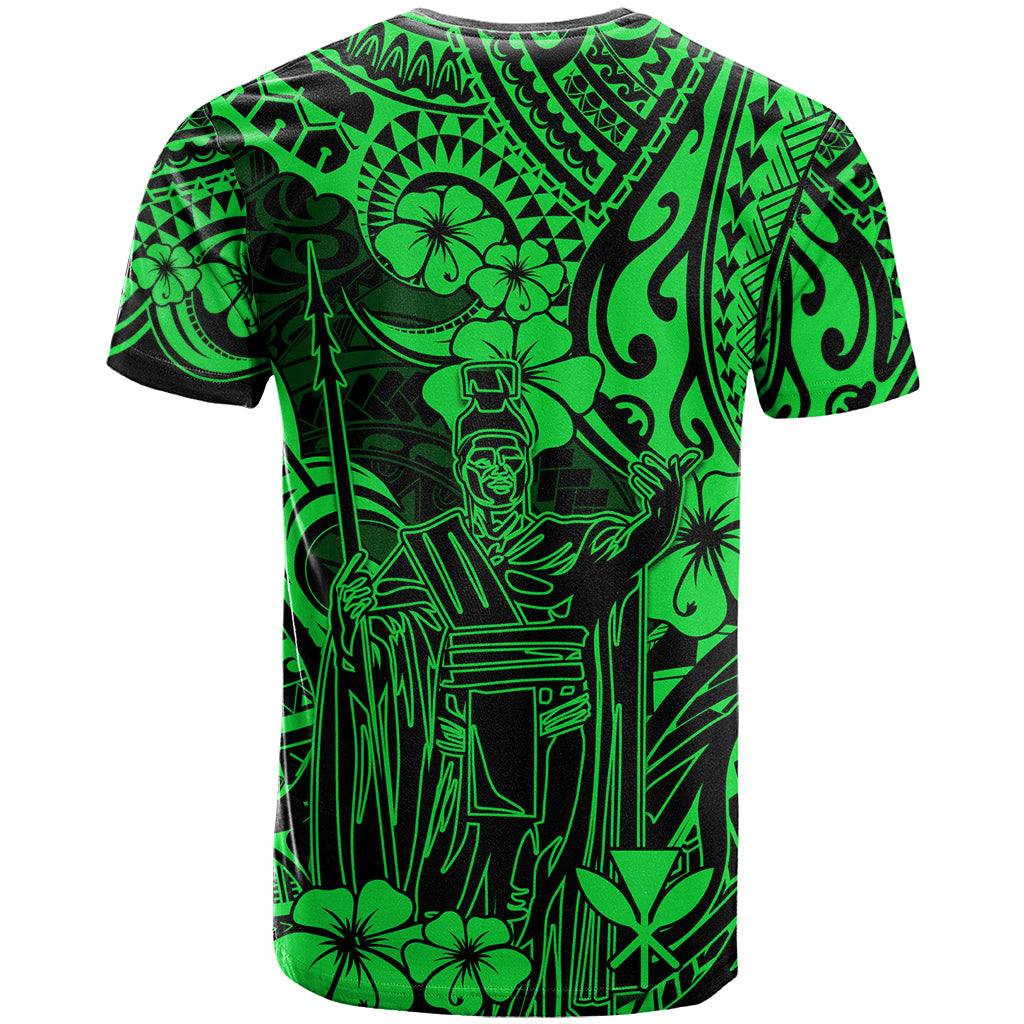Hawaii King Kamehameha T Shirt Polynesian Pattern Green Version LT01 - Polynesian Pride