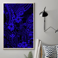 Hawaii King Kamehameha Canvas Wall Art Polynesian Pattern Navy Blue Version LT01 - Polynesian Pride